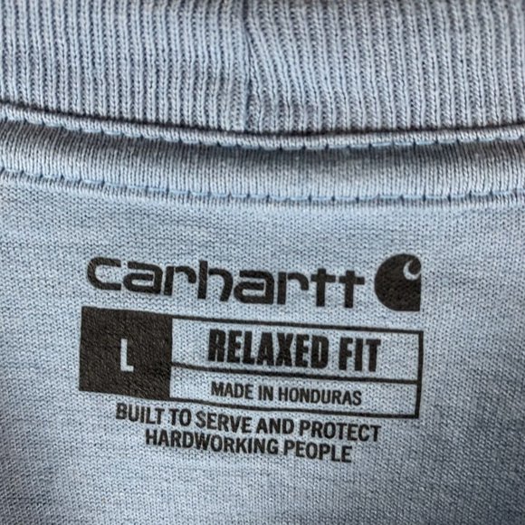 Carhartt Men's Large Blue‎ Cotton Relaxed Fit Crew Neck Long Sleeve 6760 - Picture 3 of 8